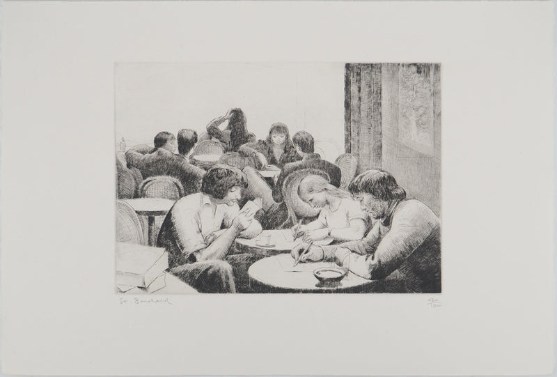 Etienne BOUCHAUD : Après-midi en terrasse, Gravure originale (vue générale) - Crédit photo : Galerie Art.Paris
