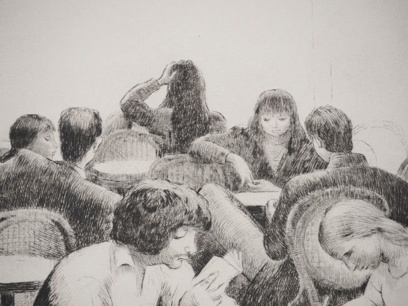 Etienne BOUCHAUD : Après-midi en terrasse, Gravure originale (photo de détail 4) - Crédit photo : Galerie Art.Paris