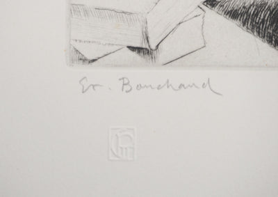 Etienne BOUCHAUD : Après-midi en terrasse, Gravure originale (photo de détail 2) - Crédit photo : Galerie Art.Paris