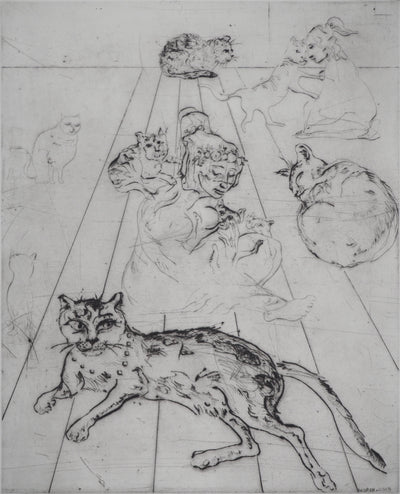 Mordecaï MOREH : Les chats , Gravure originale (photo de détail 3) - Crédit photo : Galerie Art.Paris
