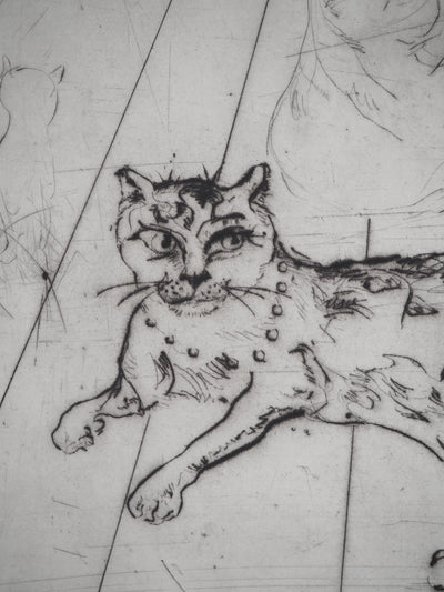 Mordecaï MOREH : Les chats , Gravure originale (photo de détail 4) - Crédit photo : Galerie Art.Paris