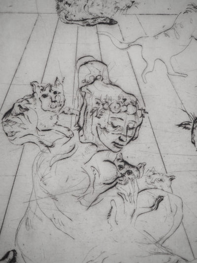 Mordecaï MOREH : Les chats , Gravure originale (photo de détail 5) - Crédit photo : Galerie Art.Paris