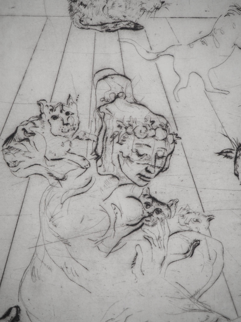 Mordecaï MOREH : Les chats , Gravure originale (photo de détail 5) - Crédit photo : Galerie Art.Paris
