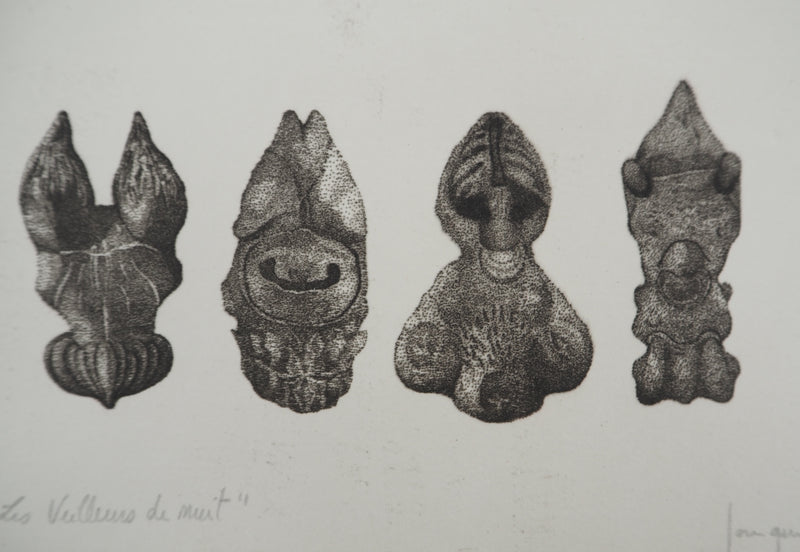 Thomas FOUQUE : Les veilleurs de nuit, Gravure originale signée