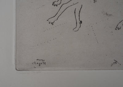 Marc CHAGALL : L'accident de calèche, Gravure originale signée