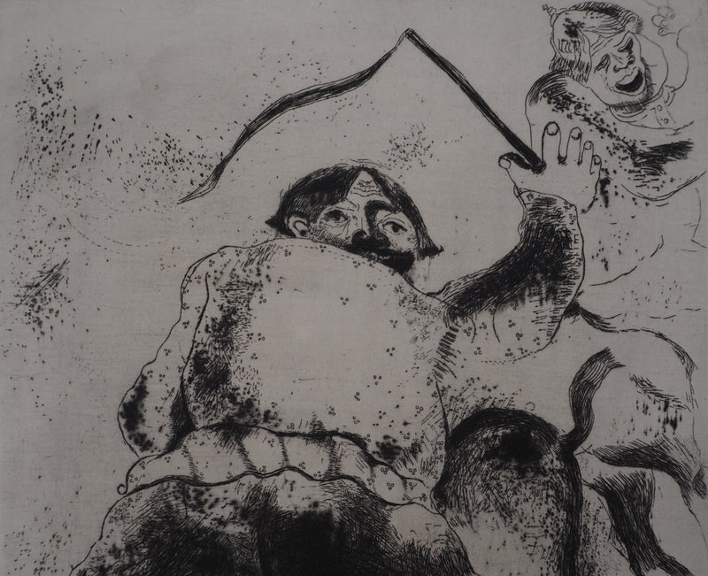 Marc CHAGALL : Le rodéo (Le père Mitiaï et le père Miniaï), Gravure originale (photo de détail 4) - Crédit photo : Galerie Art.Paris