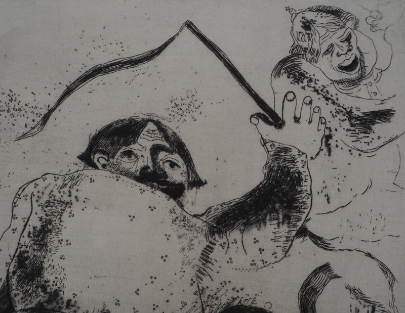 Marc CHAGALL : Le rodéo (Le père Mitiaï et le père Miniaï), Gravure originale (photo de détail 7) - Crédit photo : Galerie Art.Paris