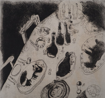 Marc CHAGALL : Une table de fête (La table chargée de victuailles), Gravure originale (photo de détail 4) - Crédit photo : Galerie Art.Paris