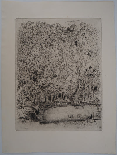 Marc CHAGALL : Le parc de Pliouchkine, Gravure originale (vue générale) - Crédit photo : Galerie Art.Paris