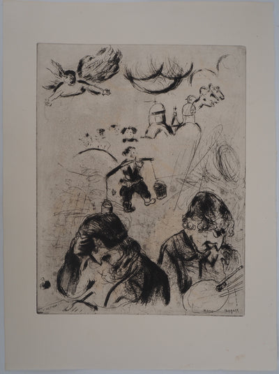 Marc CHAGALL : Gogol et Chagall, Gravure originale (vue générale) - Crédit photo : Galerie Art.Paris