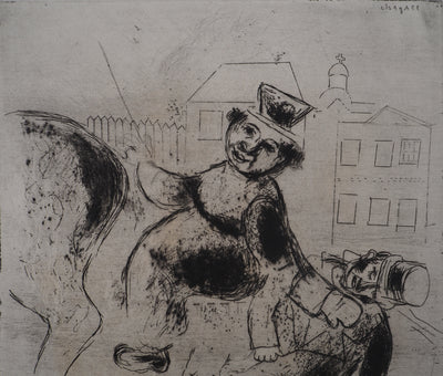 Marc CHAGALL : L'ivrogne, Gravure originale signée