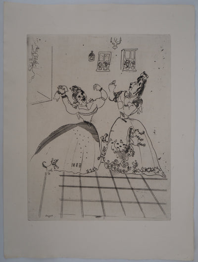 Marc CHAGALL : Deux danseuses slaves (Dames charmantes et charmantes à tous égards), Gravure originale (vue générale) - Crédit photo : Galerie Art.Paris