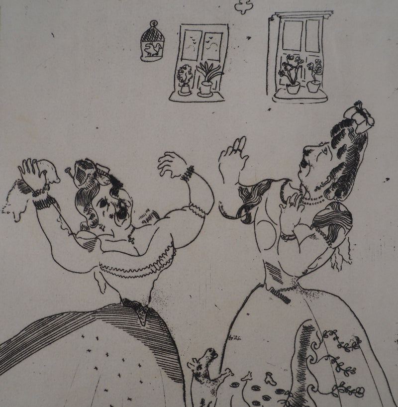 Marc CHAGALL : Deux danseuses slaves (Dames charmantes et charmantes à tous égards), Gravure originale (photo de détail 5) - Crédit photo : Galerie Art.Paris