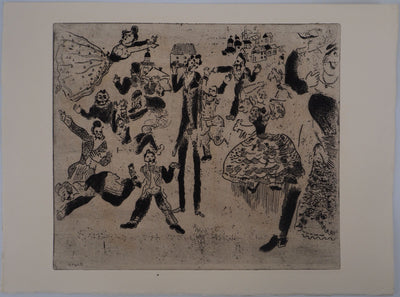 Marc CHAGALL : La fête est finie (L'orgie dégénère en rixe), Gravure originale (vue générale) - Crédit photo : Galerie Art.Paris