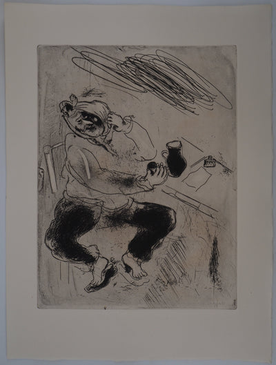 Marc CHAGALL : La rage de dents (Mal de dents), Gravure originale (vue générale) - Crédit photo : Galerie Art.Paris