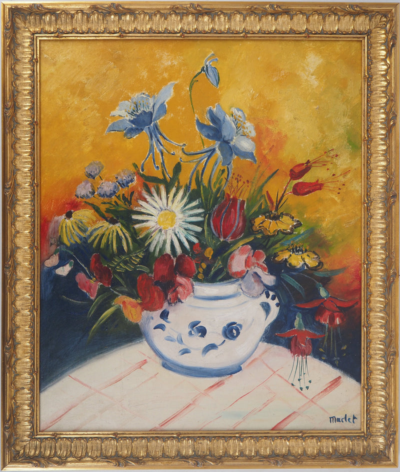 Elisée MACLET : Bouquet éclatant, Huile sur toile signée