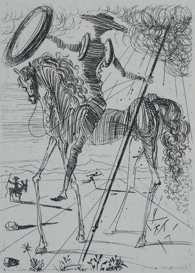 Salvador DALI : Don Quichotte et Sancho Panza, Gravure originale (photo de détail 2) - Crédit photo : Galerie Art.Paris