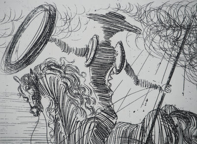 Salvador DALI : Don Quichotte et Sancho Panza, Gravure originale signée