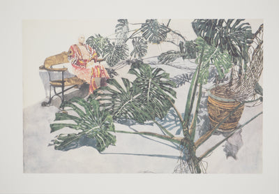 Sam SZAFRAN : L'homme au peignoir et feuillages, Héliogravure originale (vue générale) - Crédit photo : Galerie Art.Paris