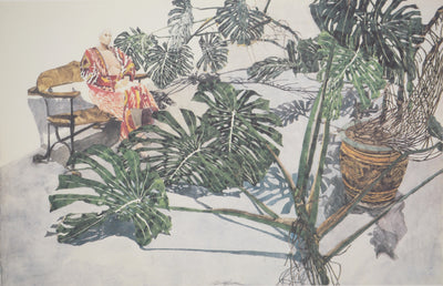 Sam SZAFRAN : L'homme au peignoir et feuillages, Héliogravure originale (photo de détail 3) - Crédit photo : Galerie Art.Paris