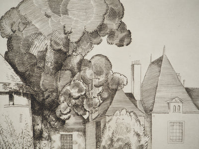 Jean-Emile LABOUREUR : Vue du château de Villaines, Gravure originale (photo de détail 4) - Crédit photo : Galerie Art.Paris