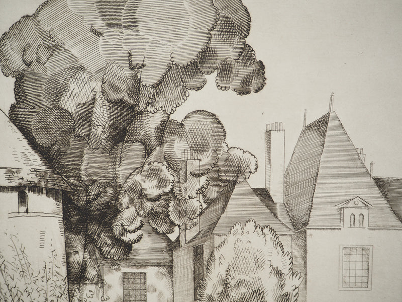 Jean-Emile LABOUREUR : Vue du château de Villaines, Gravure originale (photo de détail 4) - Crédit photo : Galerie Art.Paris