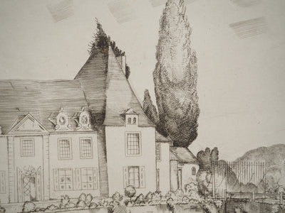 Jean-Emile LABOUREUR : Vue du château de Villaines, Gravure originale (photo de détail 5) - Crédit photo : Galerie Art.Paris