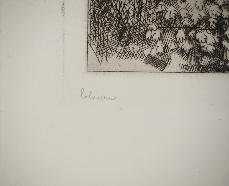 Jean-Emile LABOUREUR : Vue du château de Villaines, Gravure originale (photo de détail 2) - Crédit photo : Galerie Art.Paris