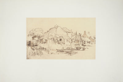  REMBRANDT : Maisons sur le bord d'un canal, c, Lithographie originale (photo de détail 2) - Crédit photo : Galerie Art.Paris