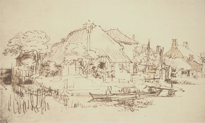  REMBRANDT : Maisons sur le bord d'un canal, c, Lithographie originale (vue générale) - Crédit photo : Galerie Art.Paris