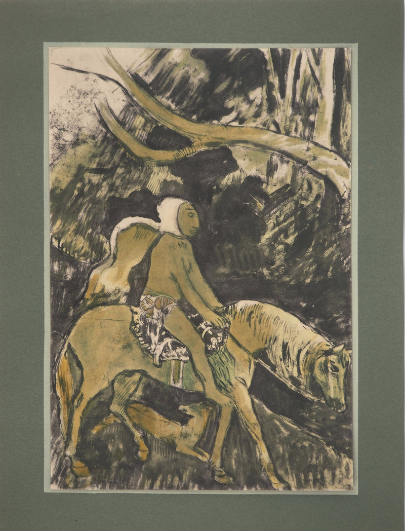 Paul GAUGUIN : Cavalier, Lithographie et pochoir