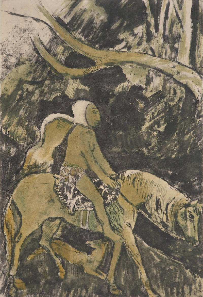 Paul GAUGUIN : Cavalier, Lithographie et pochoir