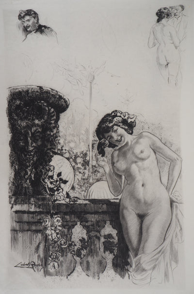Alméry LOBEL-RICHE : Nu au balcon, Gravure originale signée