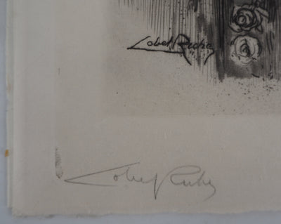 Alméry LOBEL-RICHE : Nu au balcon, Gravure originale signée