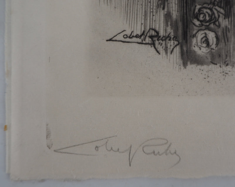 Alméry LOBEL-RICHE : Nu au balcon, Gravure originale signée
