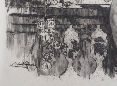 Alméry LOBEL-RICHE : Nu au balcon, Gravure originale signée