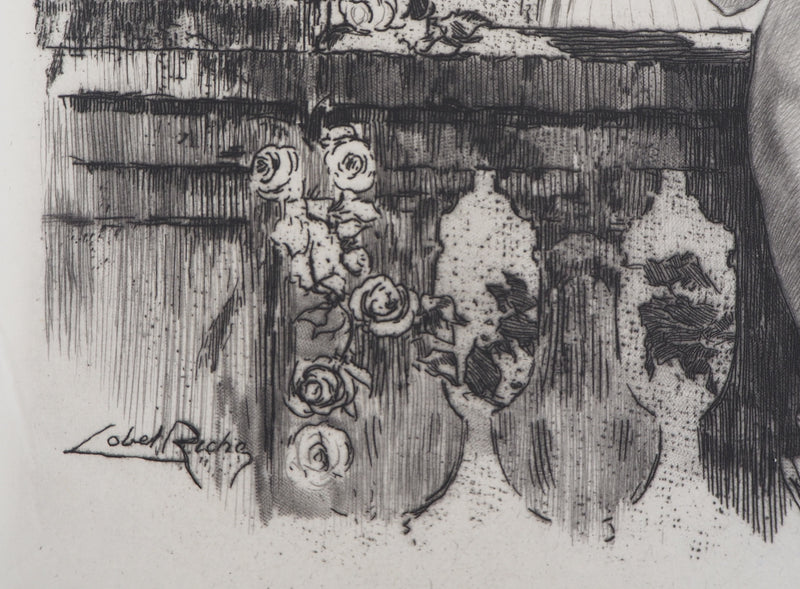 Alméry LOBEL-RICHE : Nu au balcon, Gravure originale signée