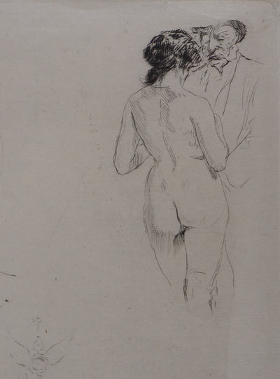 Alméry LOBEL-RICHE : Nu au balcon, Gravure originale signée
