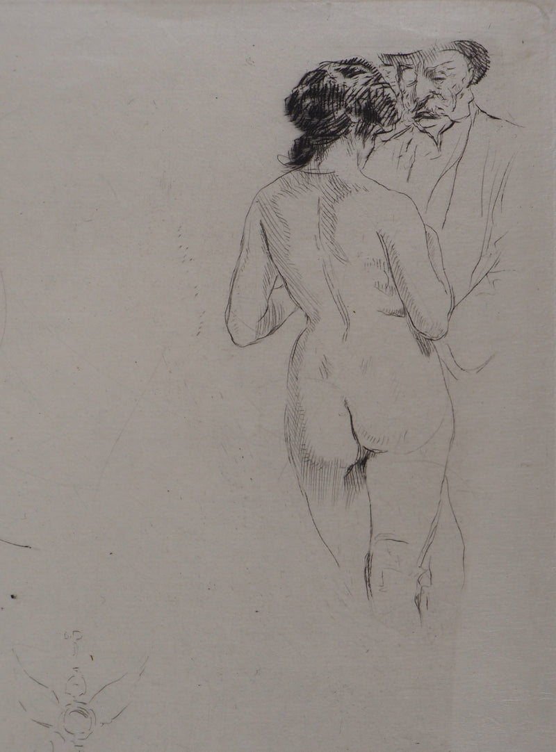 Alméry LOBEL-RICHE : Nu au balcon, Gravure originale signée