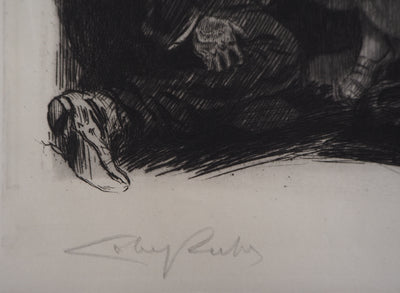 Alméry LOBEL-RICHE : Séduction, Gravure originale signée