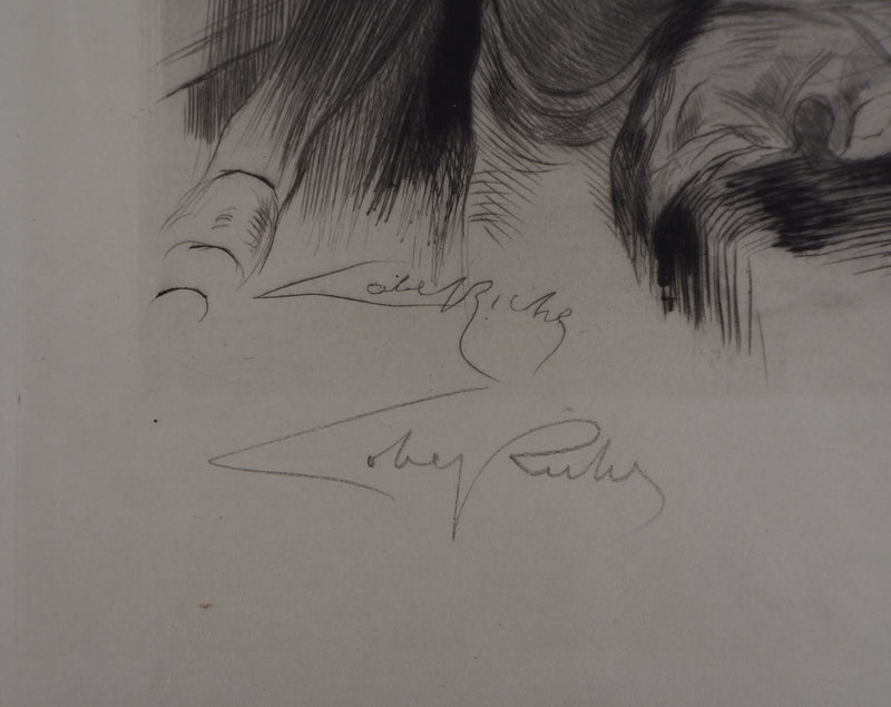Alméry LOBEL-RICHE : Scène intime, Gravure originale signée