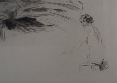 Alméry LOBEL-RICHE : Scène intime, Gravure originale signée