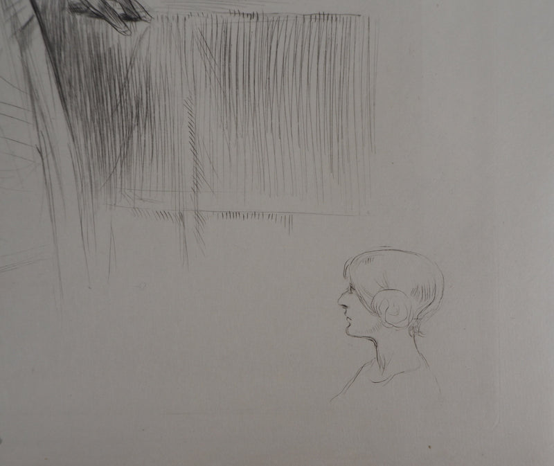 Alméry LOBEL-RICHE : Femme se touchant le sein, Gravure originale signée