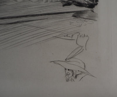 Alméry LOBEL-RICHE : La joueuse, Gravure originale signée