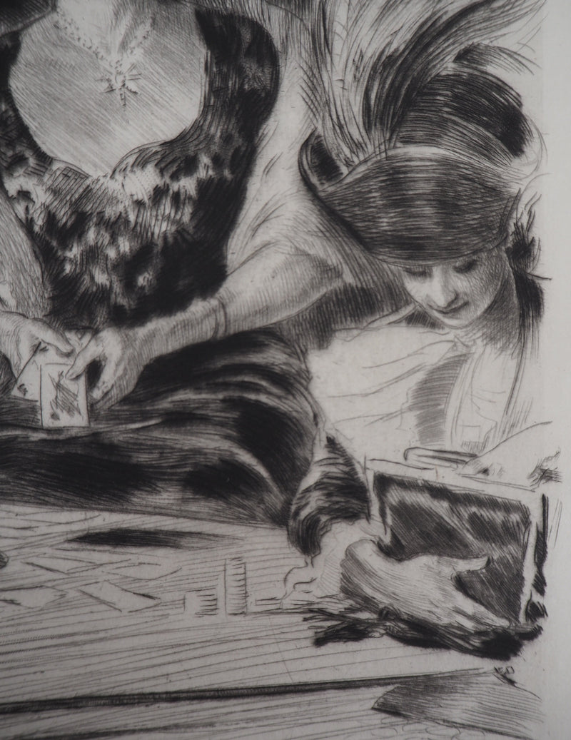 Alméry LOBEL-RICHE : La joueuse, Gravure originale signée