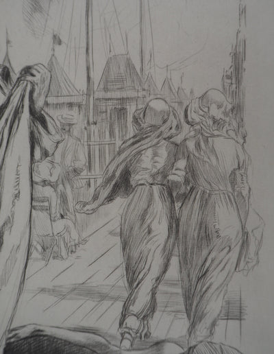 Alméry LOBEL-RICHE : Les baigneuses, Gravure originale signée