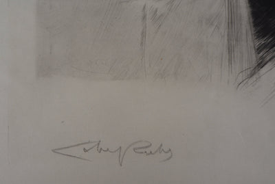 Alméry LOBEL-RICHE : Séduction au salon, Gravure originale signée
