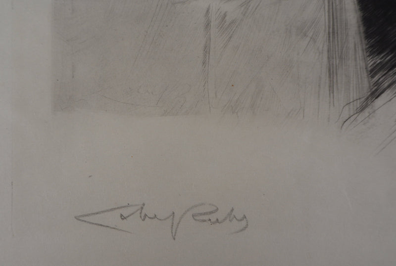 Alméry LOBEL-RICHE : Séduction au salon, Gravure originale signée