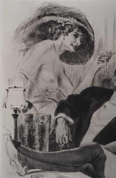 Alméry LOBEL-RICHE : Séduction au salon, Gravure originale signée