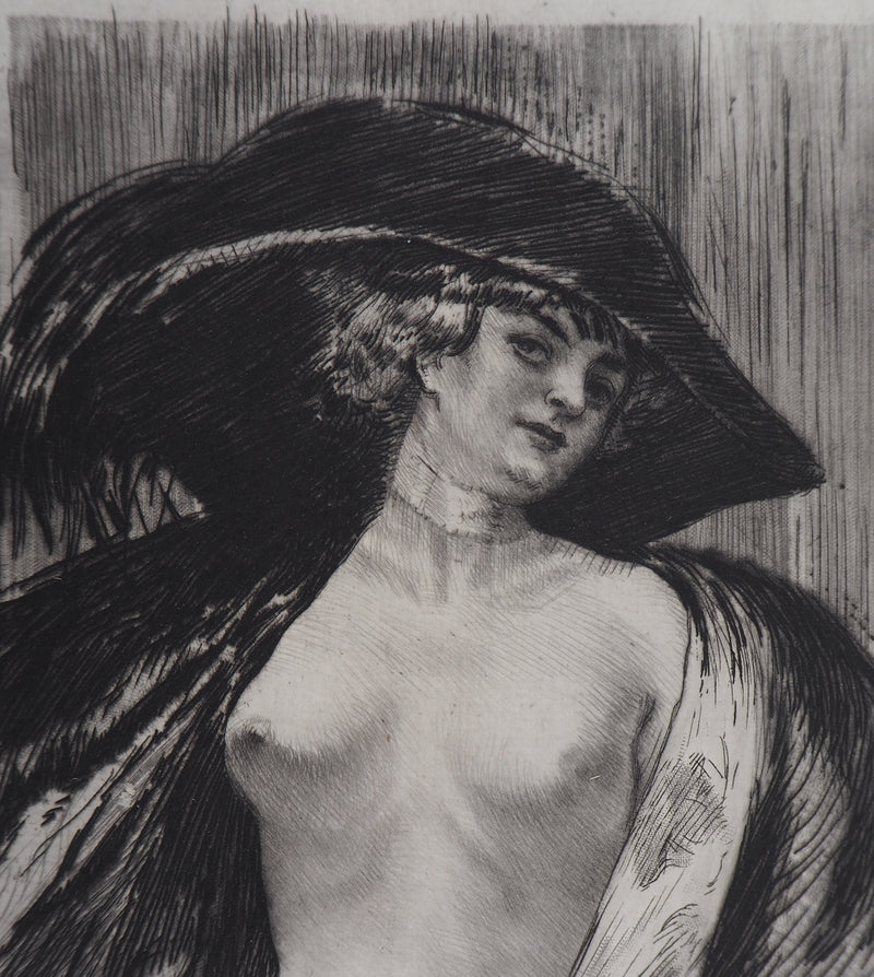 Alméry LOBEL-RICHE : Femme nue, Gravure originale signée